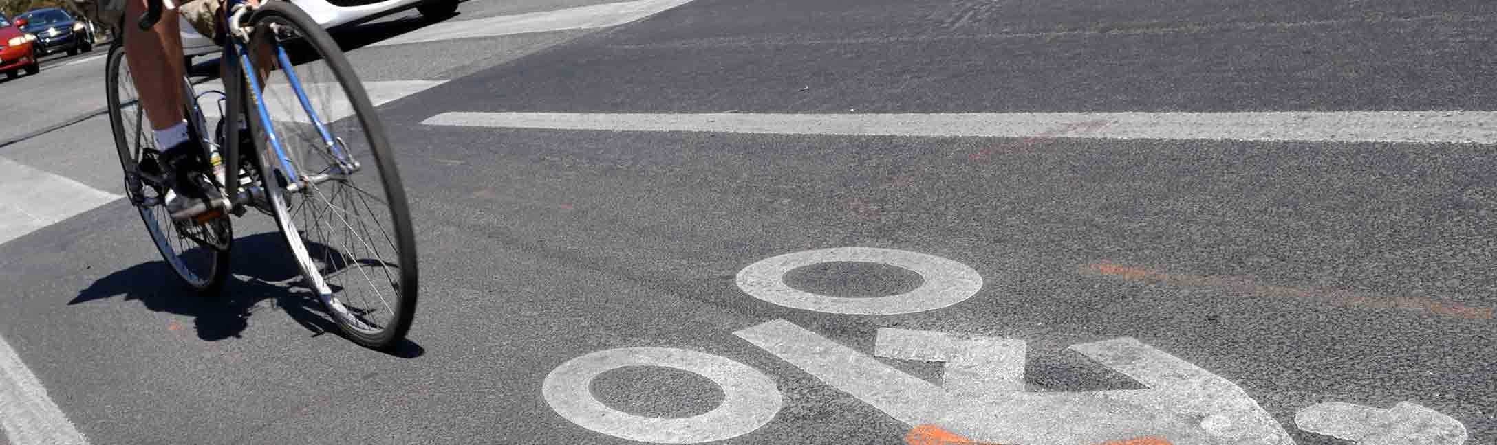bicycle riding in marked bike lane