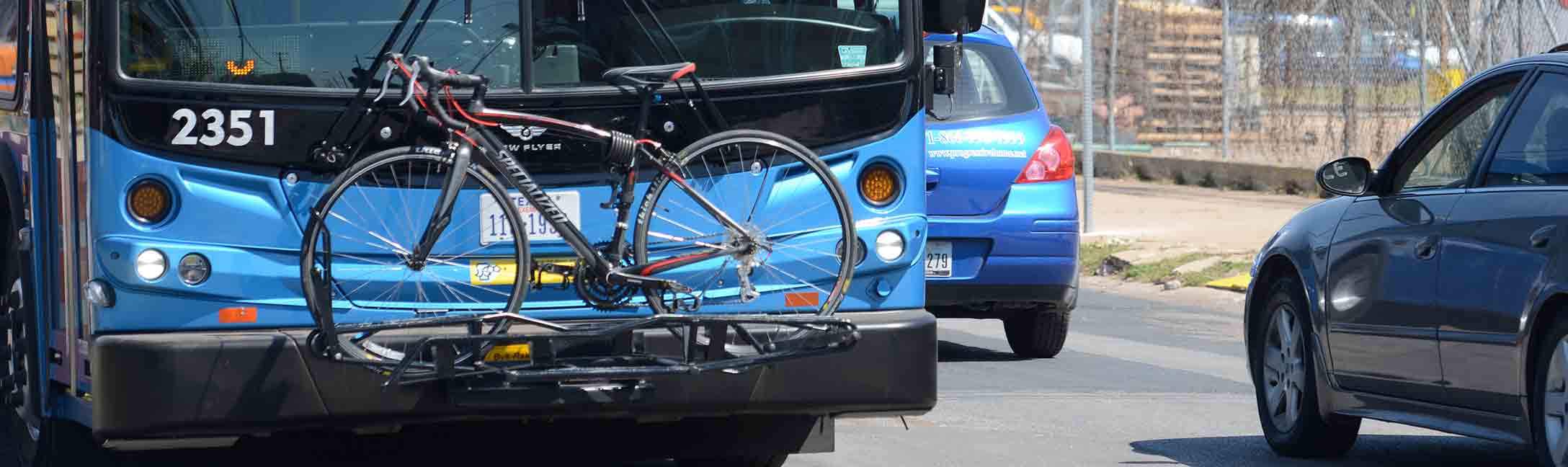 bicycle on front of bus