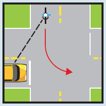 Bicycle rider turning left at an intersection or driveway.